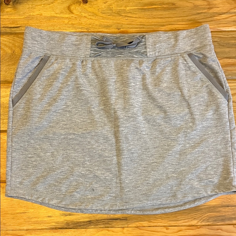 Avalanche Heather Gray Knit Mini Skirt with Drawstring
